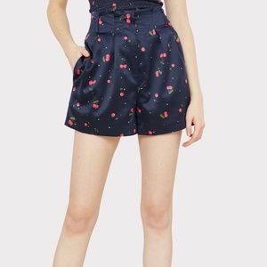 Milly - Cherry Print Flowy Tie Shorts S